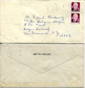 BETTE MIDLER Envelope Front and back